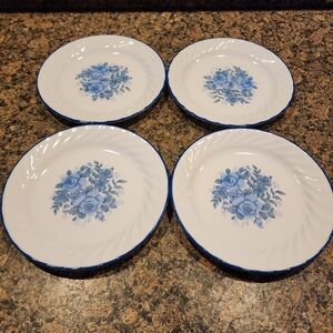 Corelle Blue Velvet Rose Swirl 7" Plates, Set Of 4